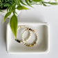 White wood + Jasper Gemstone + Gold beaded bracelet set