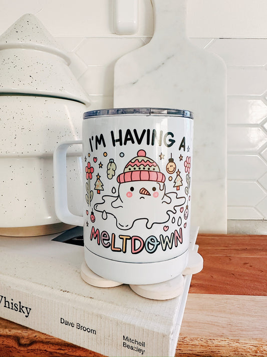 I'm having a meltdown / Snowman 12 oz insulated mug with spill proof lid
