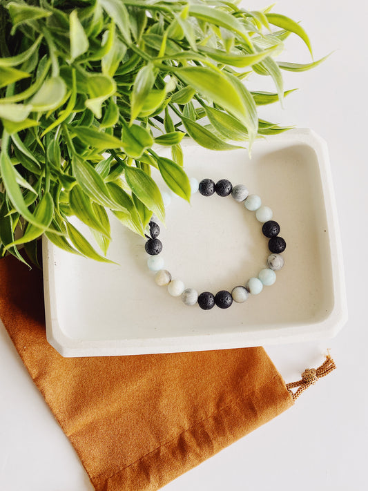 Amazonite + Grey Jasper bead bracelet