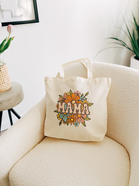 Floral Mama canvas tote bag