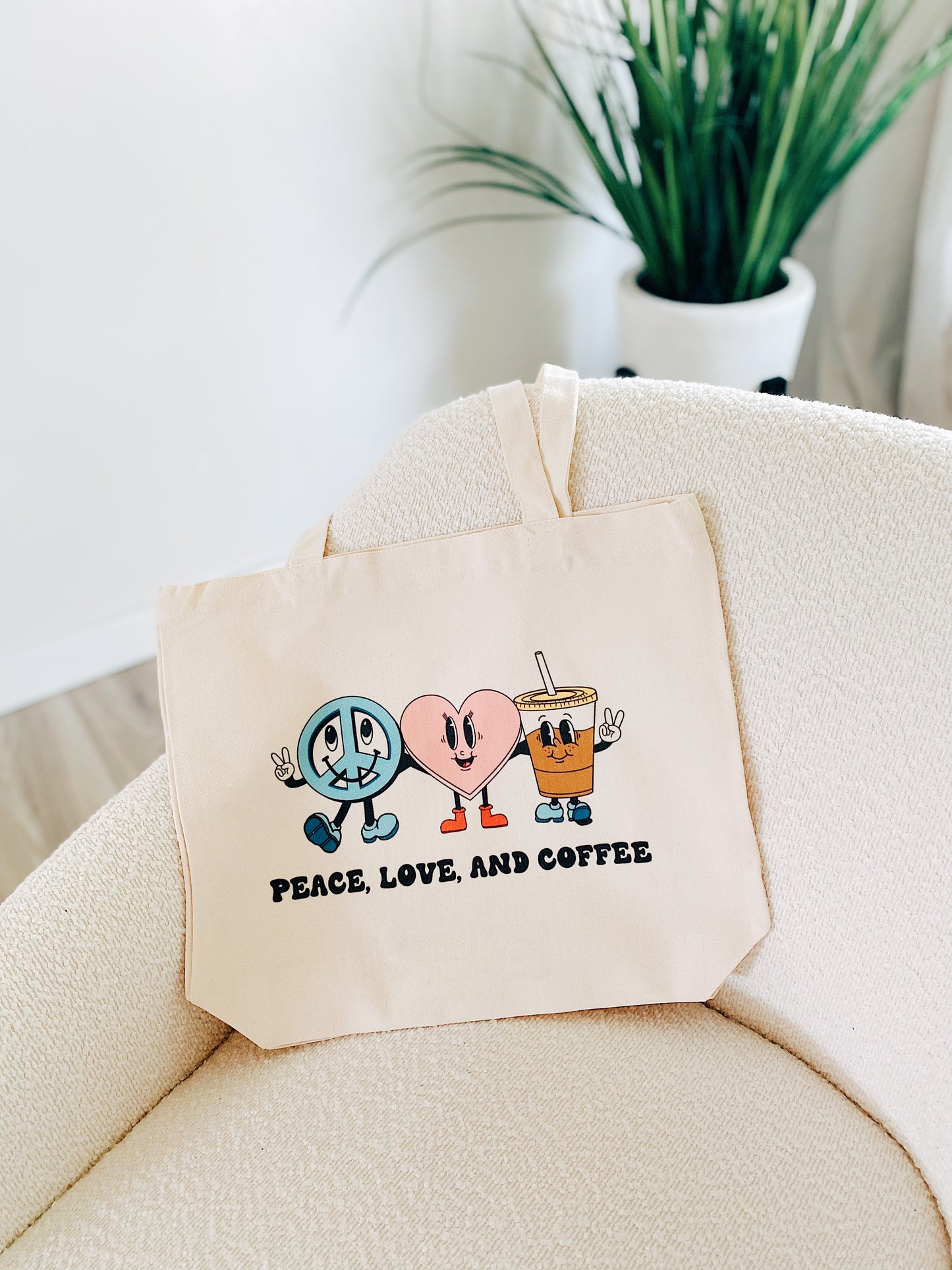 Peace, Love, Coffee Canvas Tote bag