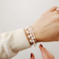 Pearl + Gold beaded bracelet Set