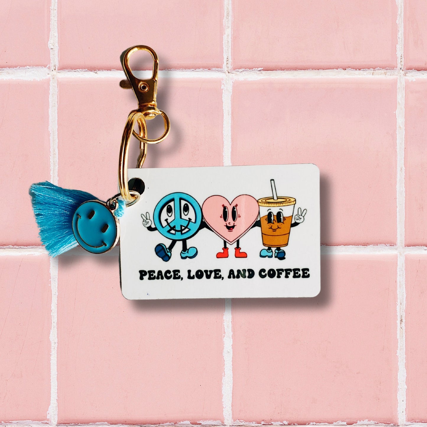 Peace Love and Coffee Keychain