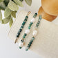 Pearl + Jade gemstone + Gold beaded bracelet Set