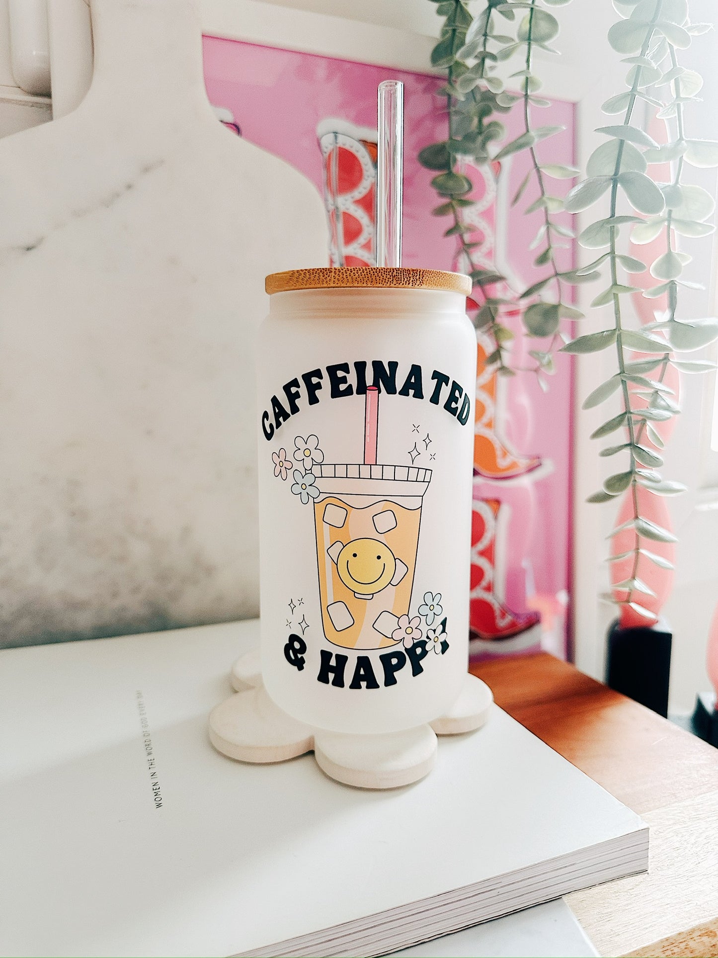 Caffeinated and Happy - Libbey Glass tumbler