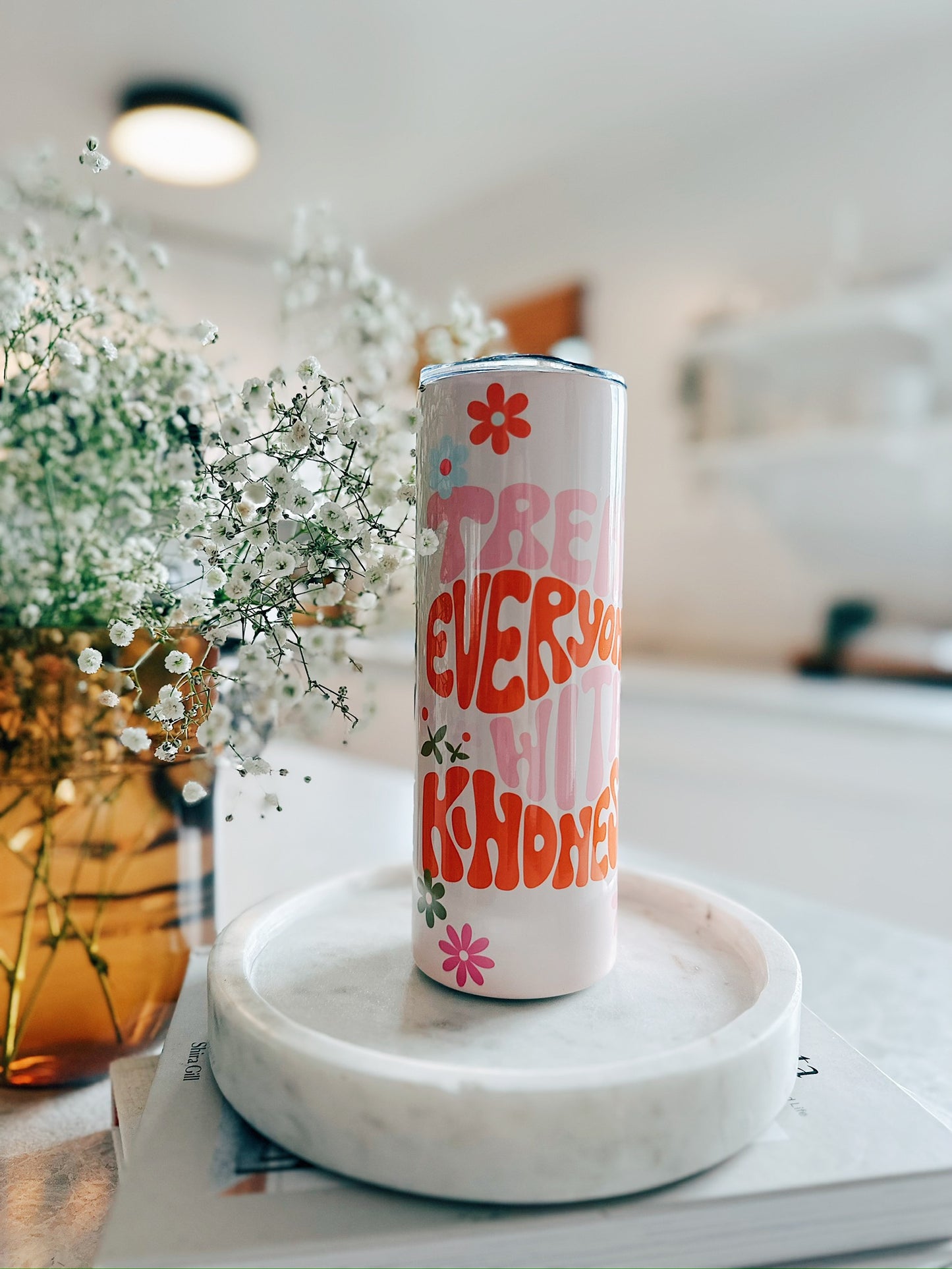 Treat Everyone With Kindness - Floral 20oz skinny Tumbler