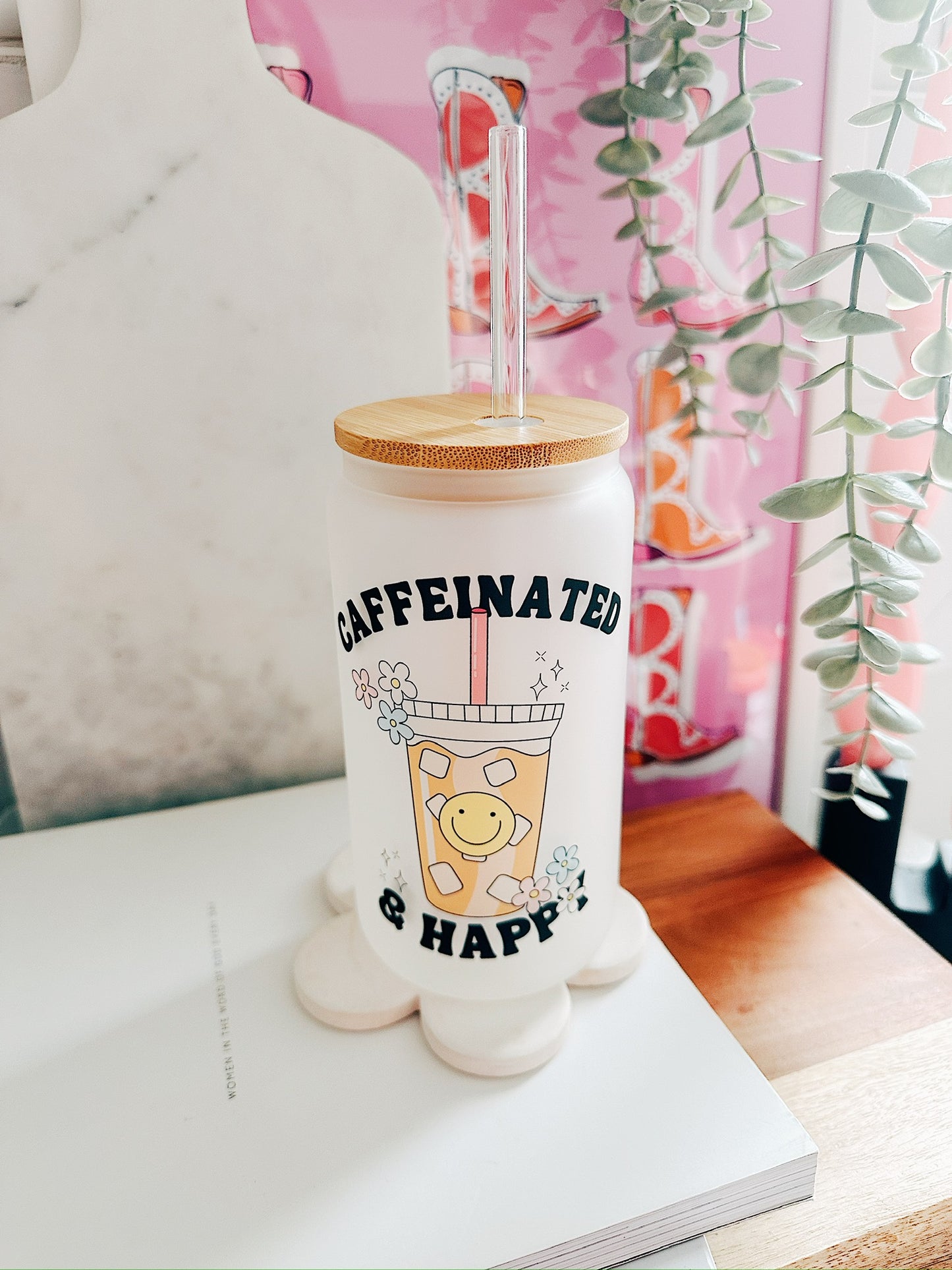 Caffeinated and Happy - Libbey Glass tumbler