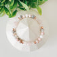 Cut Rose Quartz + Pink Zebra gemstone beaded bracelet