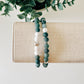 Moss Agate + Silver Bead Bracelet Set