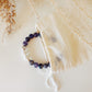 Purple Amethyst+ Silver Lava Bead Bracelet - 8 MM