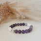 Purple Amethyst+ Silver Lava Bead Bracelet - 8 MM