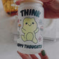 Think Hoppy Thoughts Frog Libbey Glass w/ lid and straw