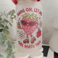 Girl Math Strawberry Libbey Glass w/ lid and straw