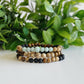 Amazonite Gemstone + Wood + Jasper Bracelet Set
