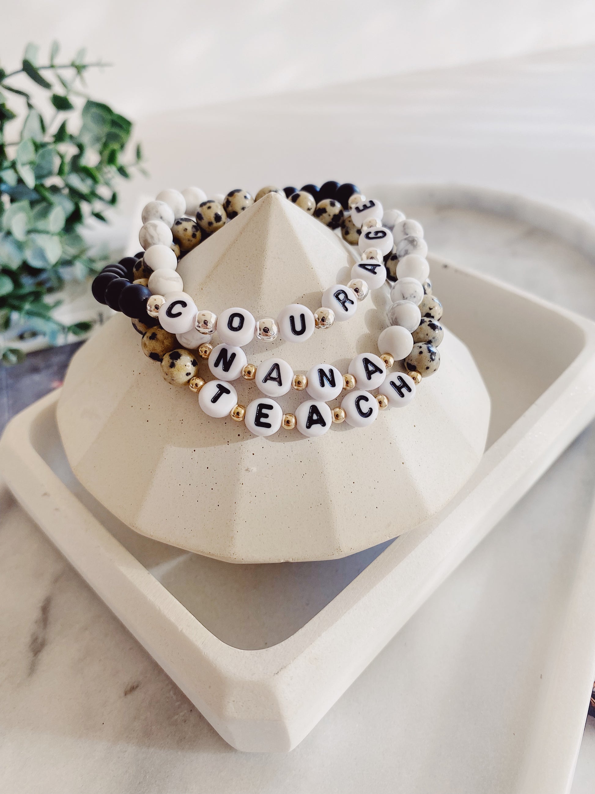 In Your Feelings Letter Bead Bracelets 'Unf*ckwithable' Black Gold