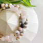 Rose Quartz + Pink Zebra + Gold bead bracelet