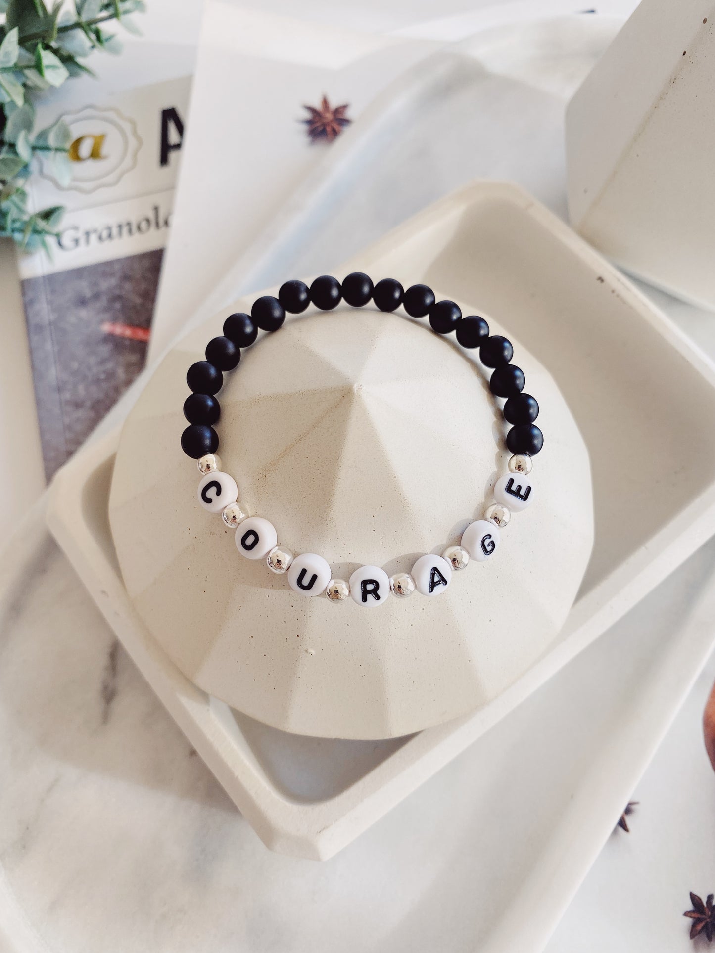 Black Letter custom beaded Bracelet