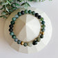 Green Moss Agate + Tibetan Brass bead bracelet - 6 MM