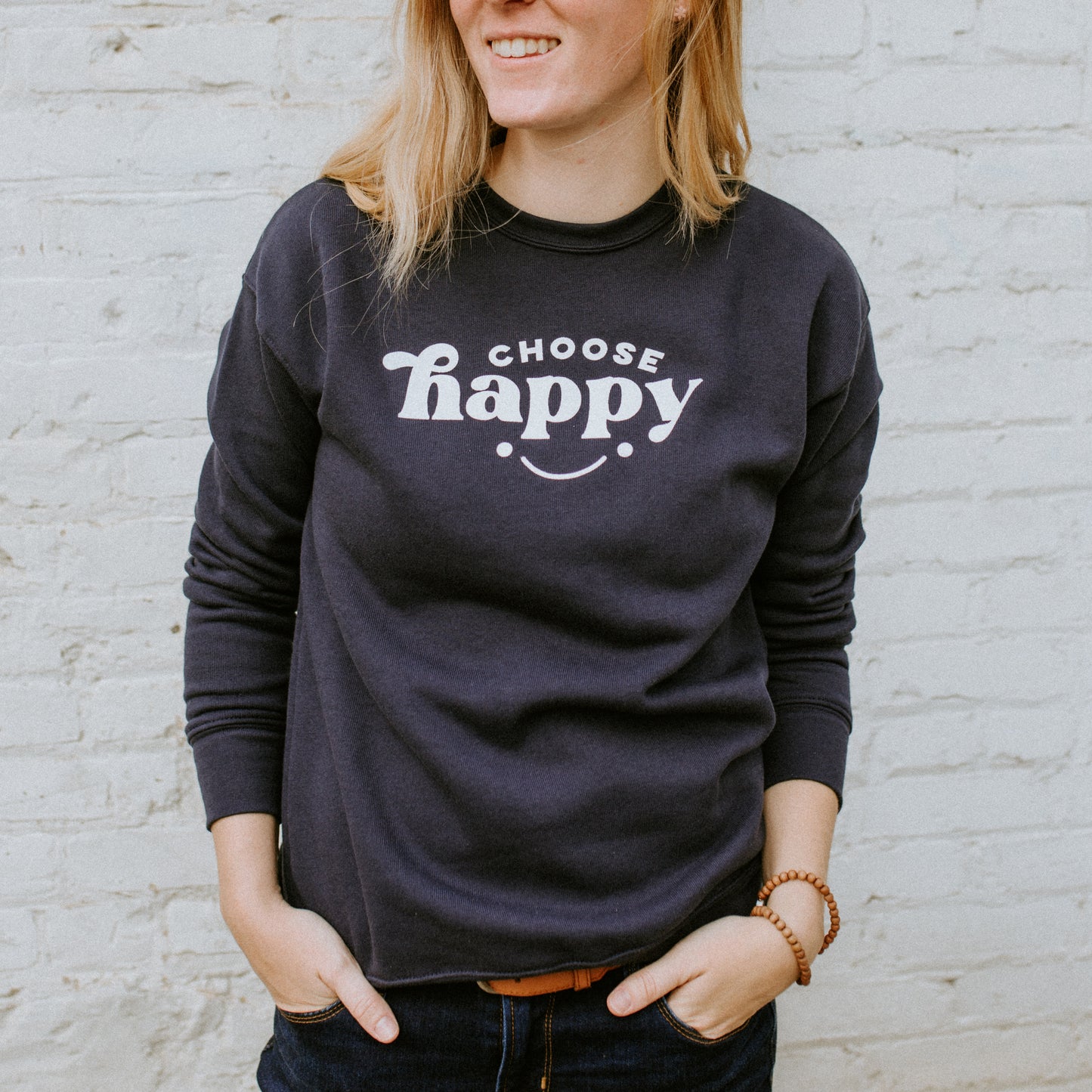 Choose Happy Crewneck sweatshirt - Navy