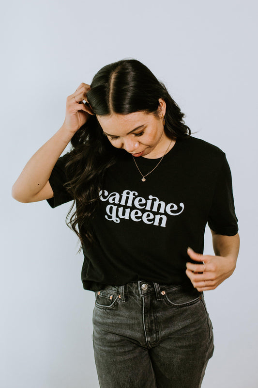 Caffeine Queen - Black graphic coffee shirt