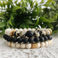 Dalmatian Jasper + White Wood bead bracelet