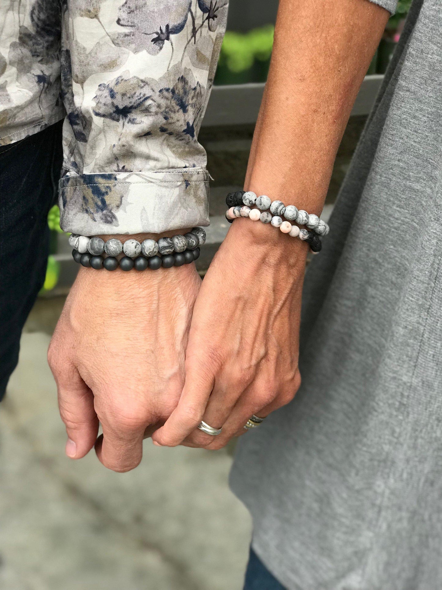 Grey Jasper Stone bead bracelet - 6/8 MM