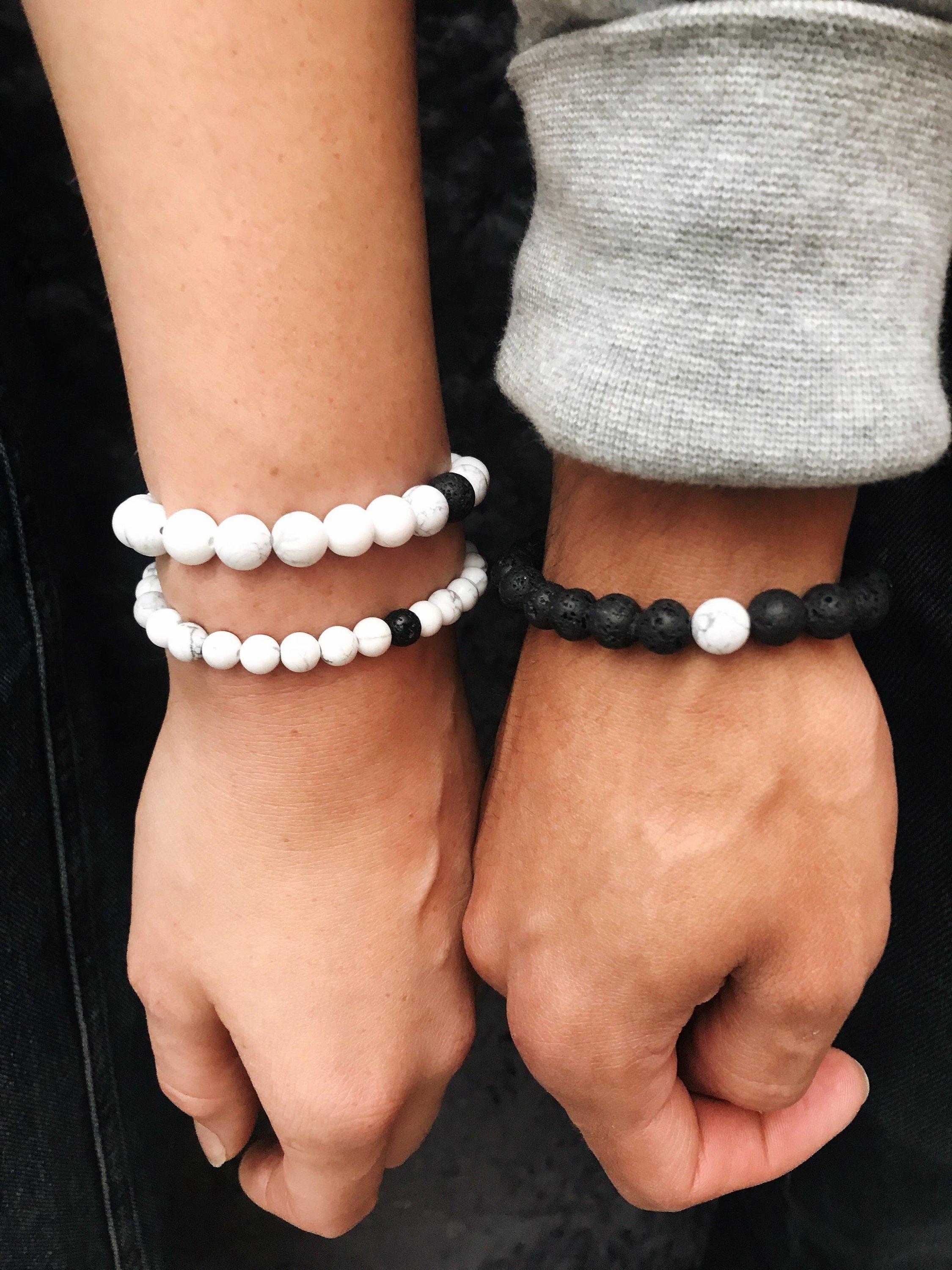 His and Her Bracelets, Couples Bracelet Set, Matching Couple Beaded Fr