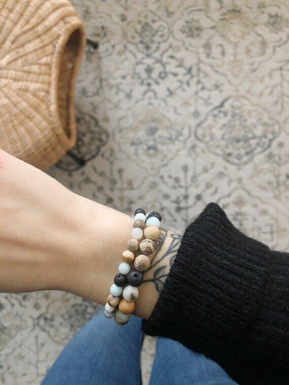 Amazonite + Jasper gemstone bracelet