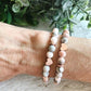 Heart + Pink Zebra Jasper bead bracelet - 6 MM